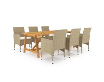 vidaXL 7 Piece Garden Dining Set Beige