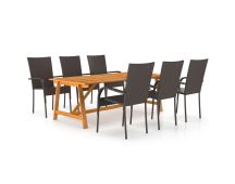 vidaXL 7 Piece Garden Dining Set Brown