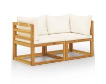 vidaXL 2-seater Garden Bench with Cream White Cushions