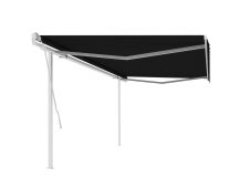 vidaXL Manual Retractable Awning with Posts 5x3 m Anthracite