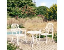 vidaXL 3 Piece Bistro Set Cast Aluminium White