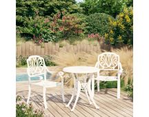 vidaXL 3 Piece Bistro Set Cast Aluminium White