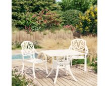 vidaXL 3 Piece Bistro Set Cast Aluminium White