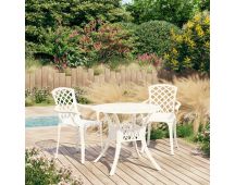 vidaXL 3 Piece Bistro Set Cast Aluminium White