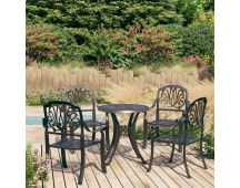 vidaXL 5 Piece Bistro Set Cast Aluminium Black