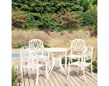 vidaXL 5 Piece Bistro Set Cast Aluminium White