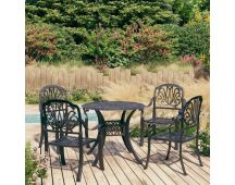 vidaXL 5 Piece Bistro Set Cast Aluminium Black