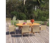 vidaXL 7 Piece Garden Dining Set Poly Rattan Beige