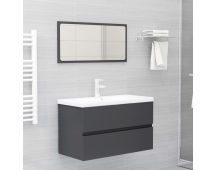 vidaXL Bathroom Furniture Set Grey Engineered Wood