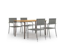 vidaXL 5 Piece Garden Dining Set Poly Rattan Anthracite