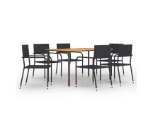 vidaXL 7 Piece Garden Dining Set Poly Rattan Black