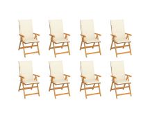 vidaXL Reclining Garden Chairs with Cushions 8 pcs Solid Teak Wood