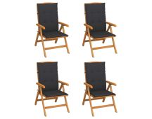 vidaXL Reclining Garden Chairs with Cushions 4 pcs Solid Teak Wood