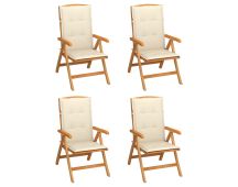 vidaXL Reclining Garden Chairs with Cushions 4 pcs Solid Teak Wood