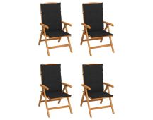 vidaXL Reclining Garden Chairs with Cushions 4 pcs Solid Teak Wood