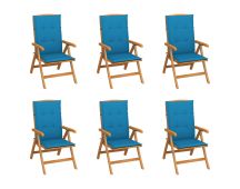 vidaXL Reclining Garden Chairs with Cushions 6 pcs Solid Teak Wood