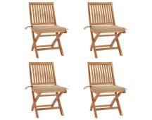 vidaXL Folding Garden Chairs with Cushions 4 pcs Solid Teak Wood