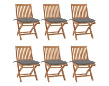 vidaXL Folding Garden Chairs with Cushions 6 pcs Solid Teak Wood