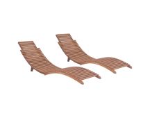 vidaXL Folding Sun Loungers 2 pcs Solid Teak Wood