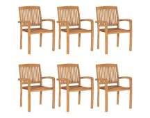 vidaXL Stacking Garden Chairs 6 pcs Solid Teak Wood