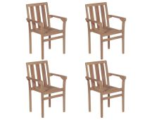 vidaXL Stackable Garden Chairs 4 pcs Solid Teak Wood