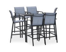 vidaXL 7 Piece Garden Bar Set Black and Grey