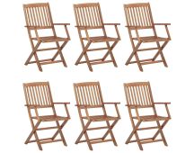 vidaXL Folding Outdoor Chairs 6 pcs Solid Acacia Wood