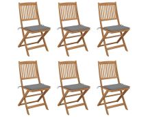 vidaXL Folding Garden Chairs 6 pcs with Cushions Solid Acacia Wood