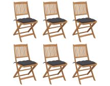 vidaXL Folding Garden Chairs 6 pcs with Cushions Solid Acacia Wood