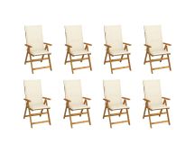 vidaXL Folding Garden Chairs with Cushions 8 pcs Solid Wood Acacia