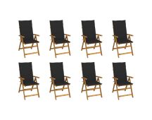 vidaXL Folding Garden Chairs with Cushions 8 pcs Solid Wood Acacia