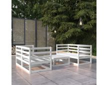 vidaXL 5 Piece Garden Lounge Set White Solid Pinewood