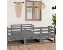 vidaXL 6 Piece Garden Lounge Set Grey Solid Pinewood