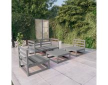 vidaXL 5 Piece Garden Lounge Set Grey Solid Pinewood