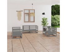 vidaXL 6 Piece Garden Lounge Set Grey Solid Pinewood