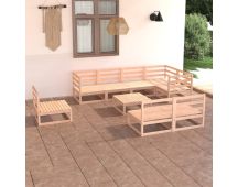 vidaXL 9 Piece Garden Lounge Set Solid Pinewood