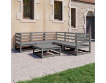 vidaXL 6 Piece Garden Lounge Set Grey Solid Pinewood