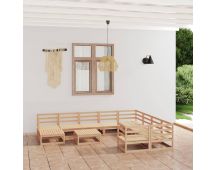 vidaXL 11 Piece Garden Lounge Set Solid Pinewood