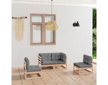 vidaXL 4 Piece Garden Lounge Set with Cushions Solid Pinewood