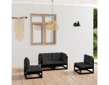 vidaXL 4 Piece Garden Lounge Set with Cushions Solid Pinewood