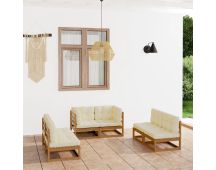 vidaXL 6 Piece Garden Lounge Set with Cushions Solid Pinewood