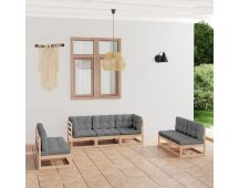 vidaXL 7 Piece Garden Lounge Set with Cushions Solid Pinewood