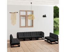 vidaXL 8 Piece Garden Lounge Set with Cushions Solid Pinewood