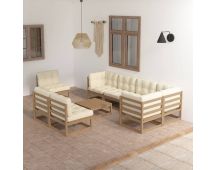 vidaXL 9 Piece Garden Lounge Set with Cushions Solid Pinewood