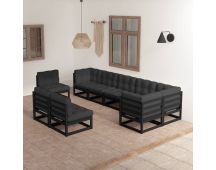 vidaXL 9 Piece Garden Lounge Set with Cushions Solid Pinewood