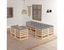 vidaXL 7 Piece Garden Lounge Set with Cushions Solid Pinewood