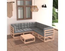 vidaXL 6 Piece Garden Lounge Set with Cushions Solid Pinewood