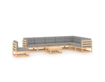 vidaXL 9 Piece Garden Lounge Set with Cushions Solid Pinewood