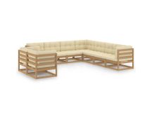 vidaXL 9 Piece Garden Lounge Set & Cushions Honey Brown Solid Pinewood