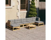 vidaXL 8 Piece Garden Lounge Set with Cushions Solid Pinewood